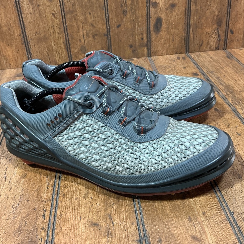Ecco Cage Evo Golf Shoes Mens Size 12 Extra Width Gray Sneakers Spikes Athletic